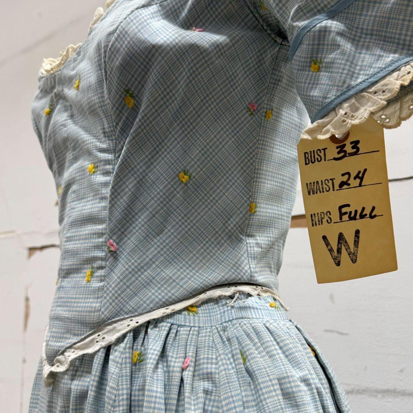 Vintage 40s does 1800s Victorian Blue 2pc Gown Prairie Western Film Costume