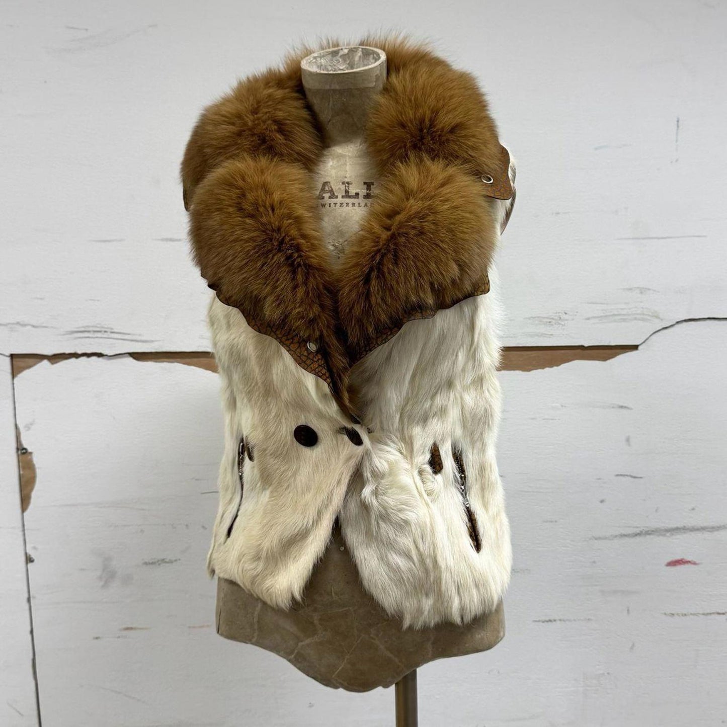 Vintage Y2K Rabbit Fur, Fox Fur, & Leather Statement Vest