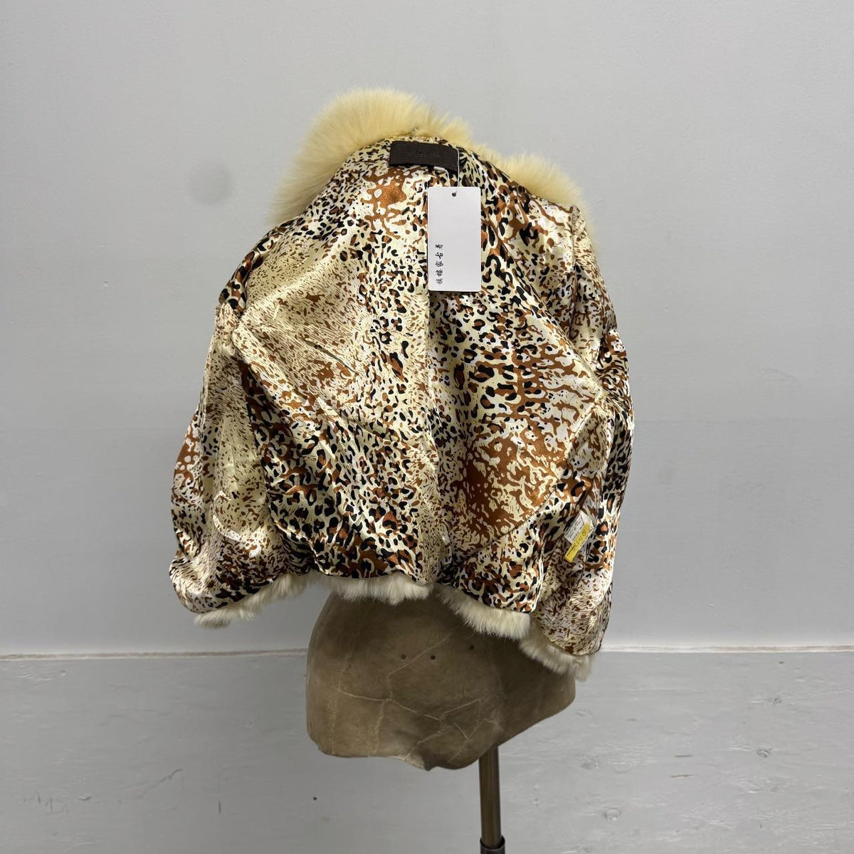 Vintage Y2K Cream White Rabbit & Fox Fur Jacket Coat