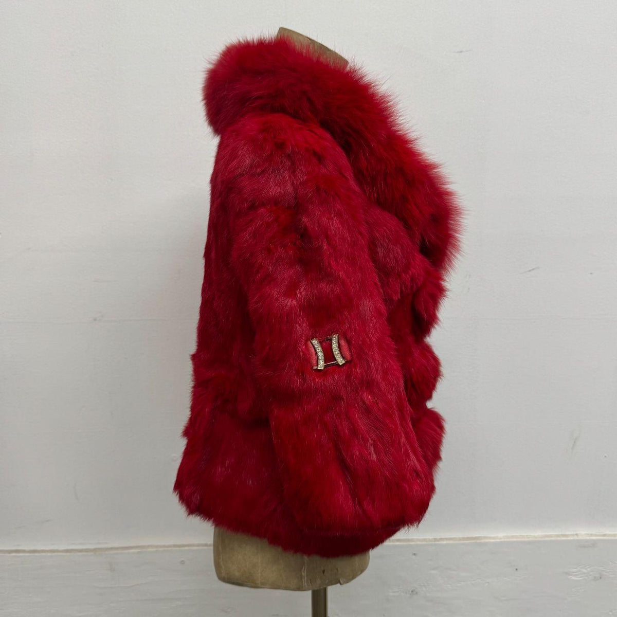 Vintage Y2K Red Rabbit & Fox Fur Jacket Coat
