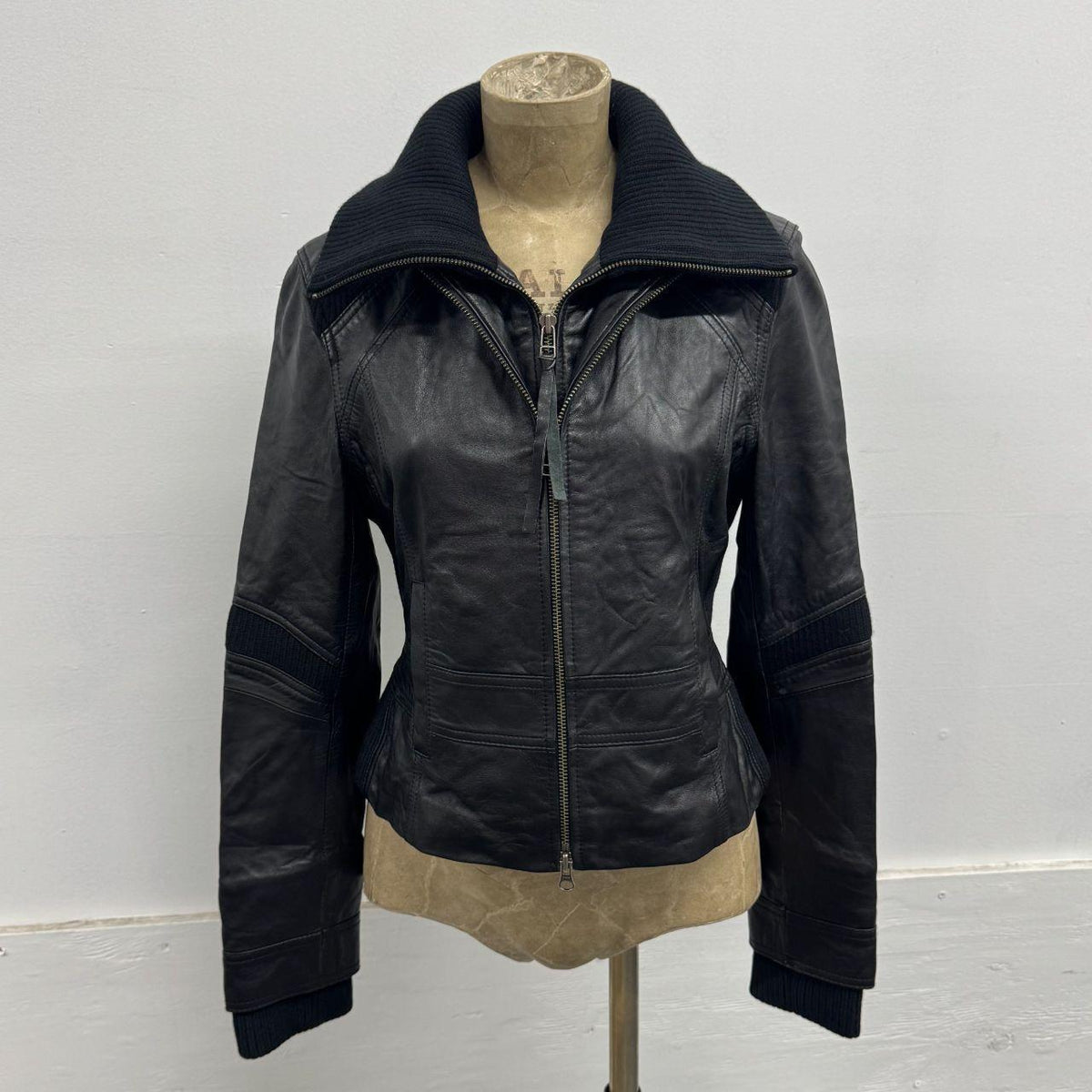 Vintage Black Double Layer Avant Garde Leather Jacket
