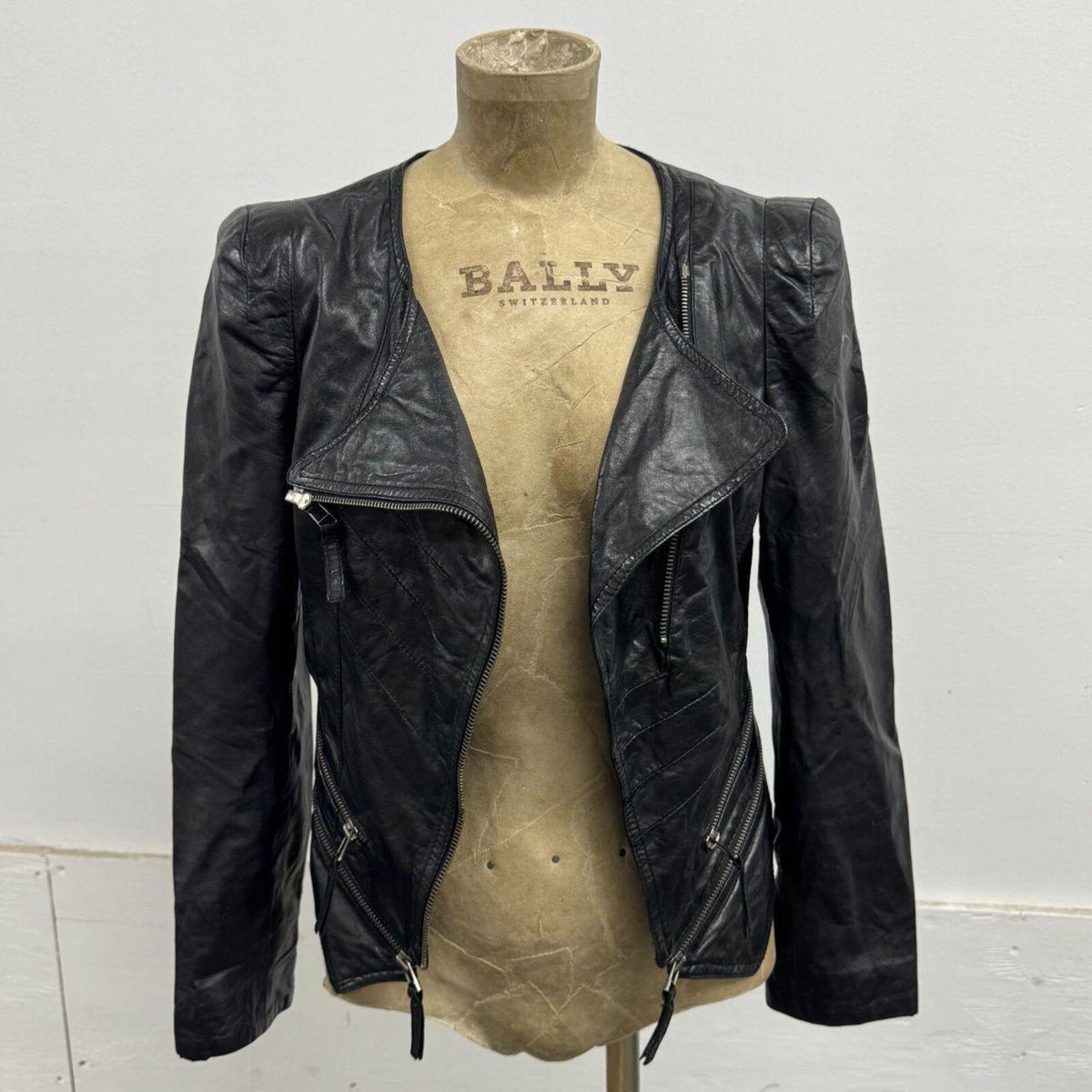 Vintage Black Multi-Way Zip Side Avant Garde Leather Jacket
