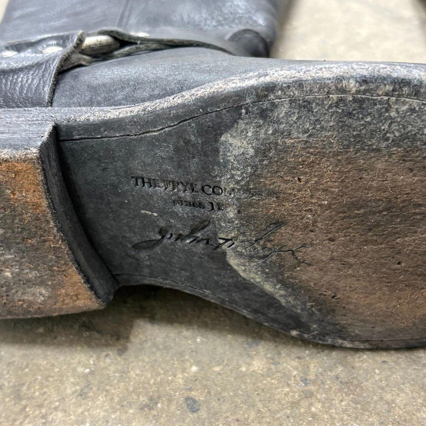 Vintage Black Frye Leather Moto Harness Boots