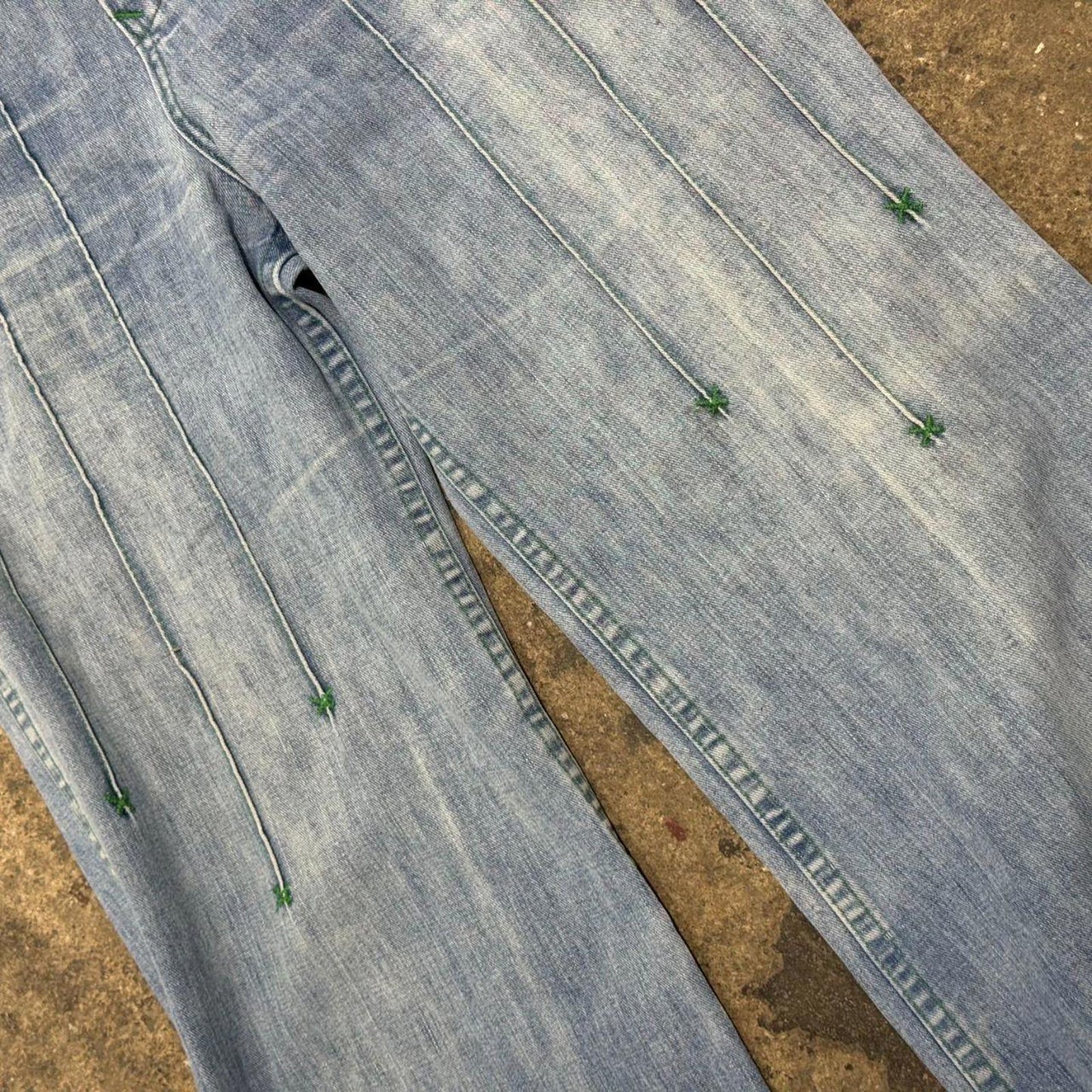 Vintage 70s Light Wash Jeans High Rise Pintuck Flares S