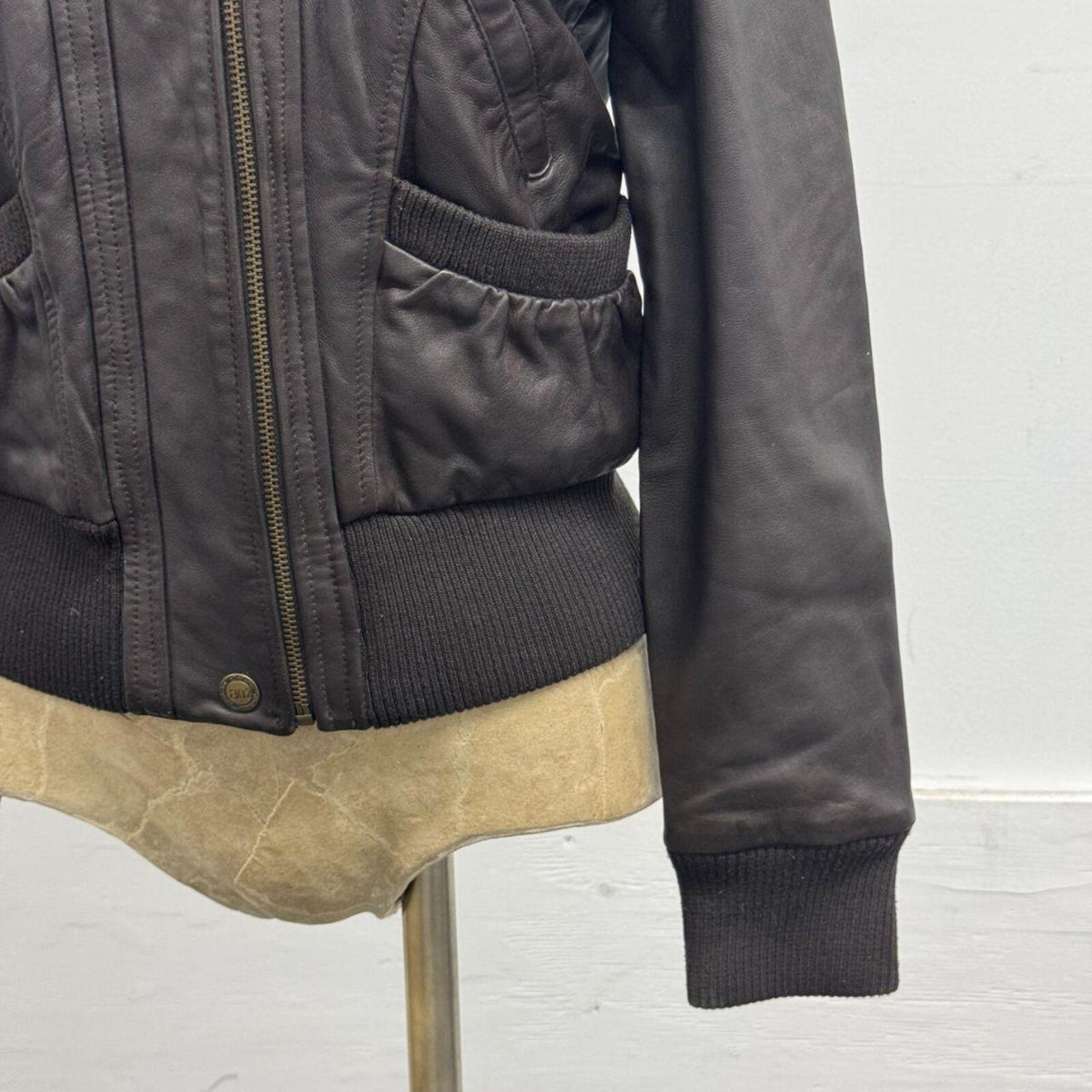 Vintage Azona AO2 Brown Lamb Nappa Leather Split-Hood Aviator Jacket