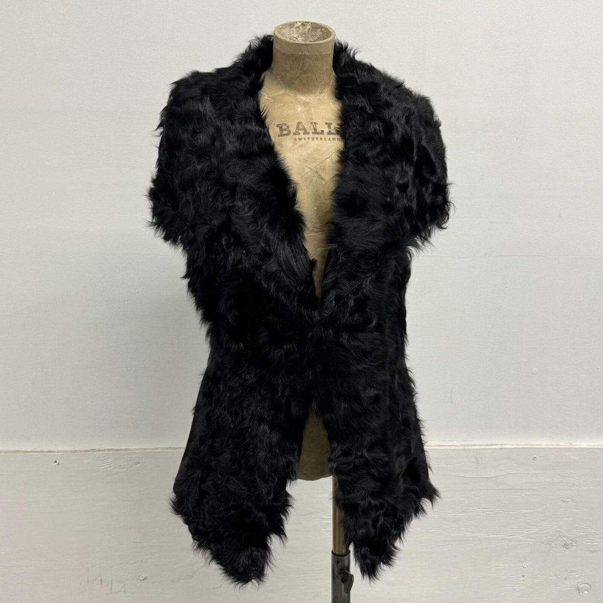 Vintage Y2K Black Wool & Leather Vest