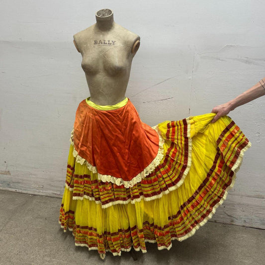 Vintage Broadway Costume 70s Sunset Tiered Performance Skirt