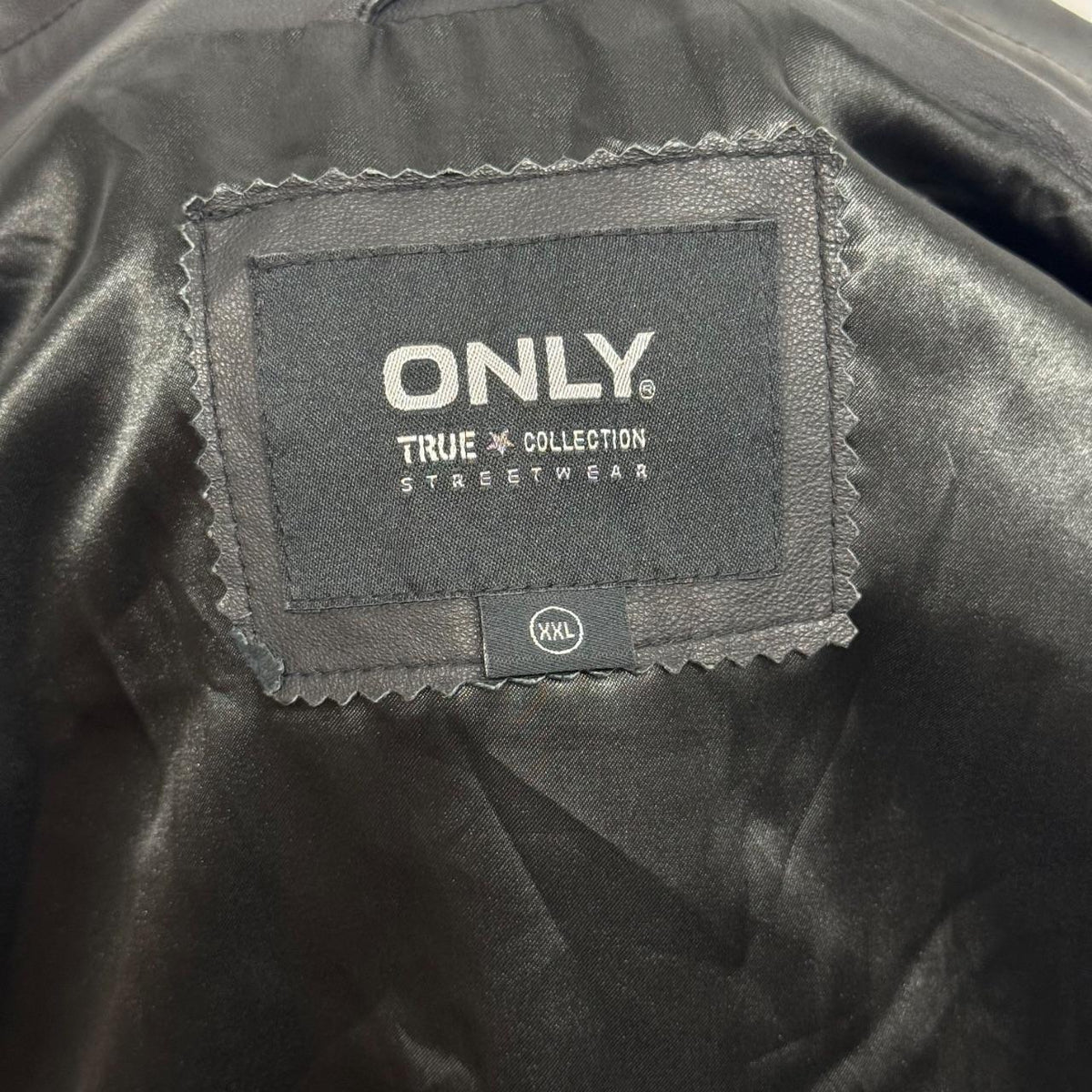 Vintage Black Funnel Neck Asymmetric Avant Garde Leather Jacket