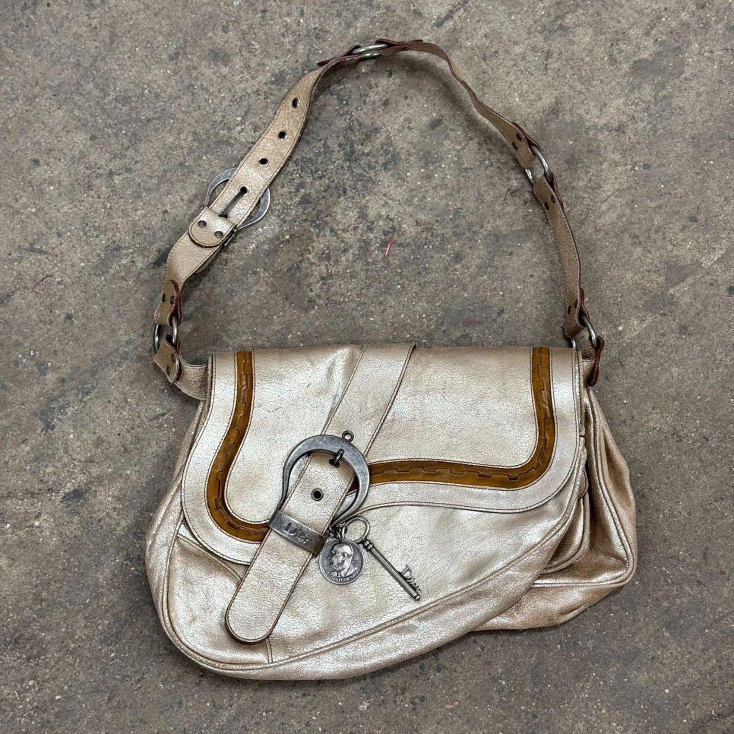 Vintage Dior Metallic Gaucho Saddle Bag Galliano SS06