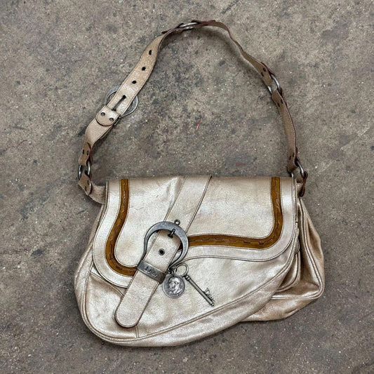Vintage Dior Metallic Gaucho Saddle Bag Galliano SS06