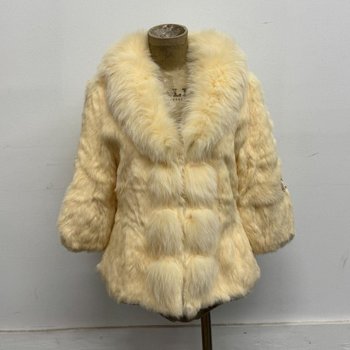 Vintage Y2K Cream Penny Lane Rabbit & Fox Fur Jacket Coat
