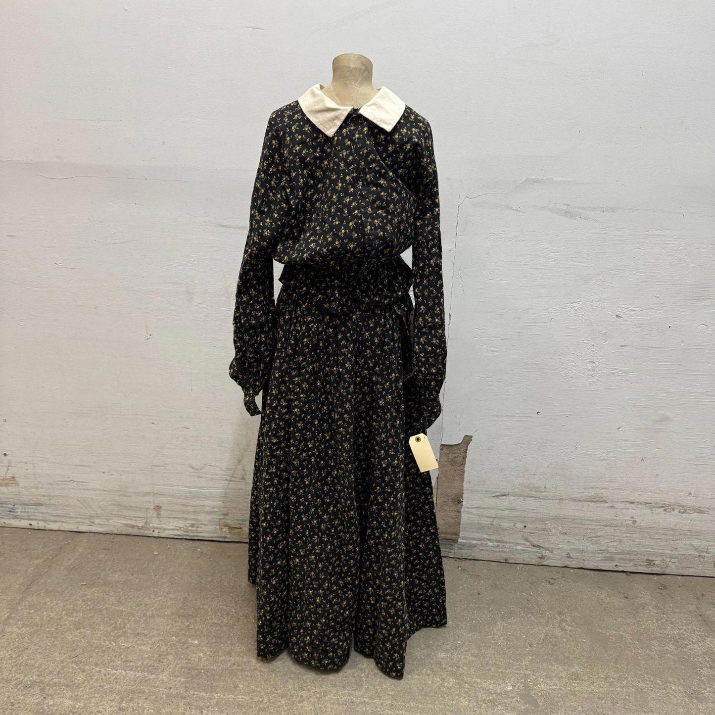 Vintage 1950s Studio-Made Black Calico Western Prairie Dress Movie Costume XS