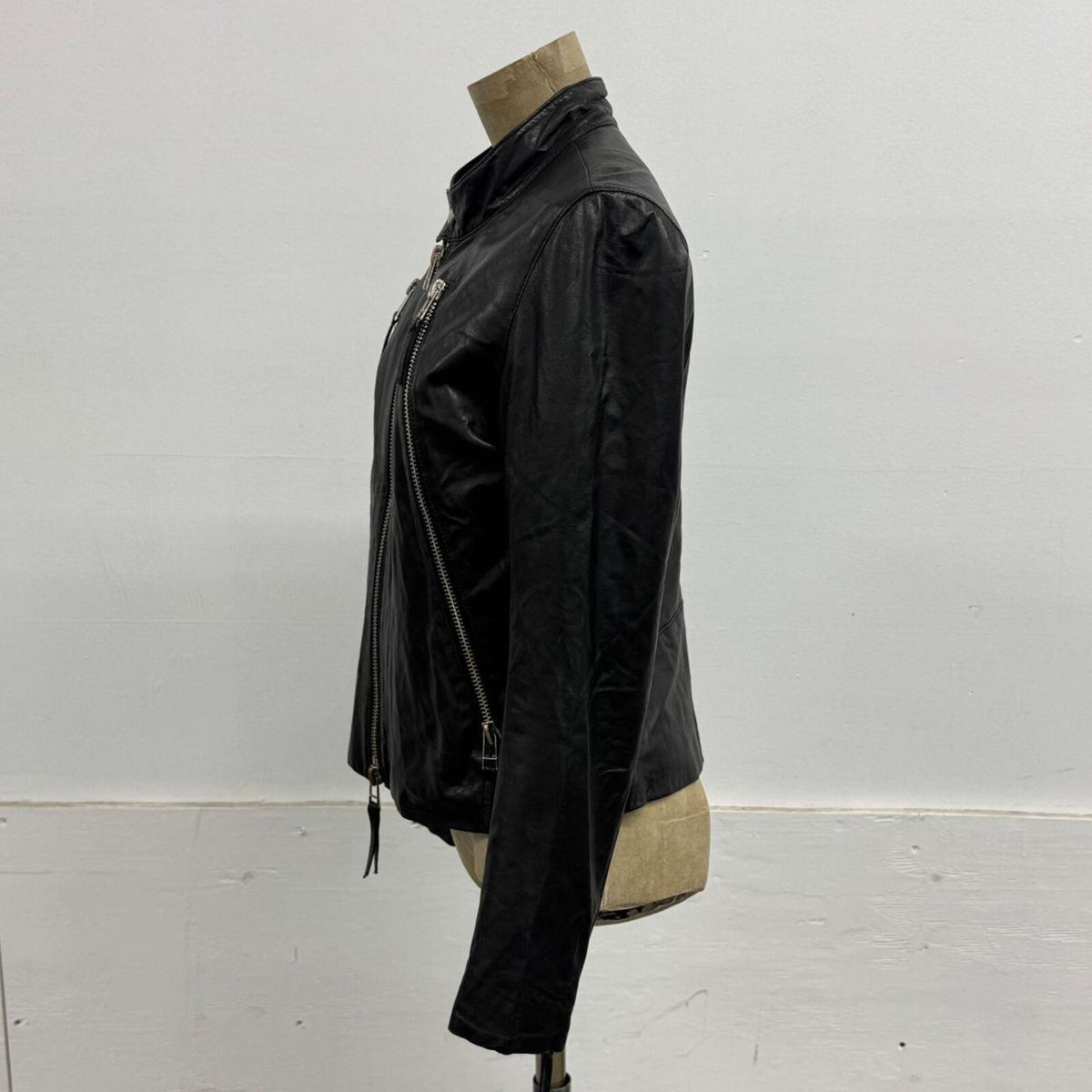 Vintage Black Multi-Zip Avant Garde Leather Moto Jacket