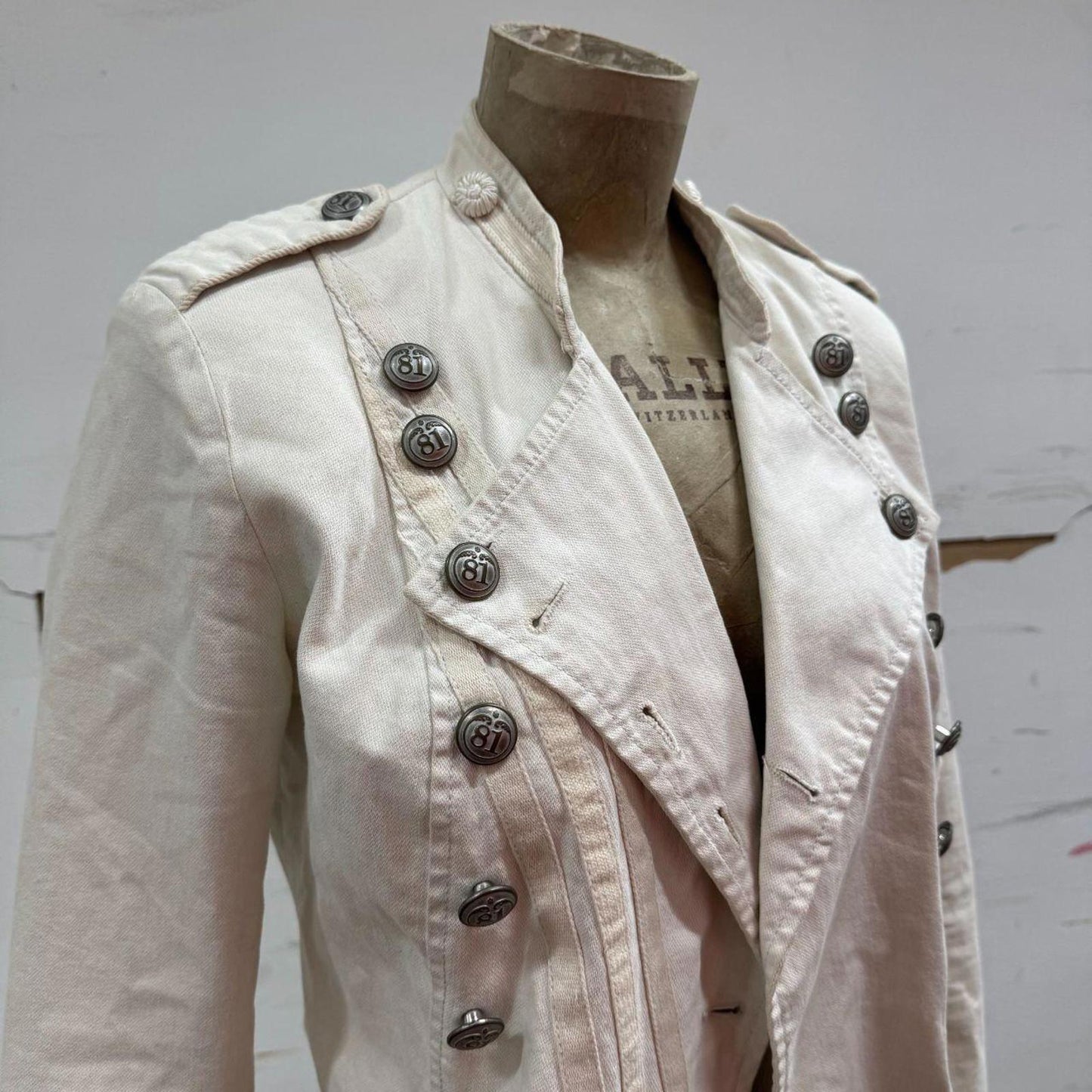 90s Vintage Guess Military Style Denim Cropped Jacket