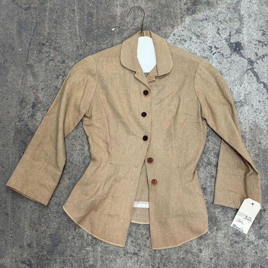 Vintage Tan Textured Victorian Western Jacket 50s does 1800s Disney Film Costume