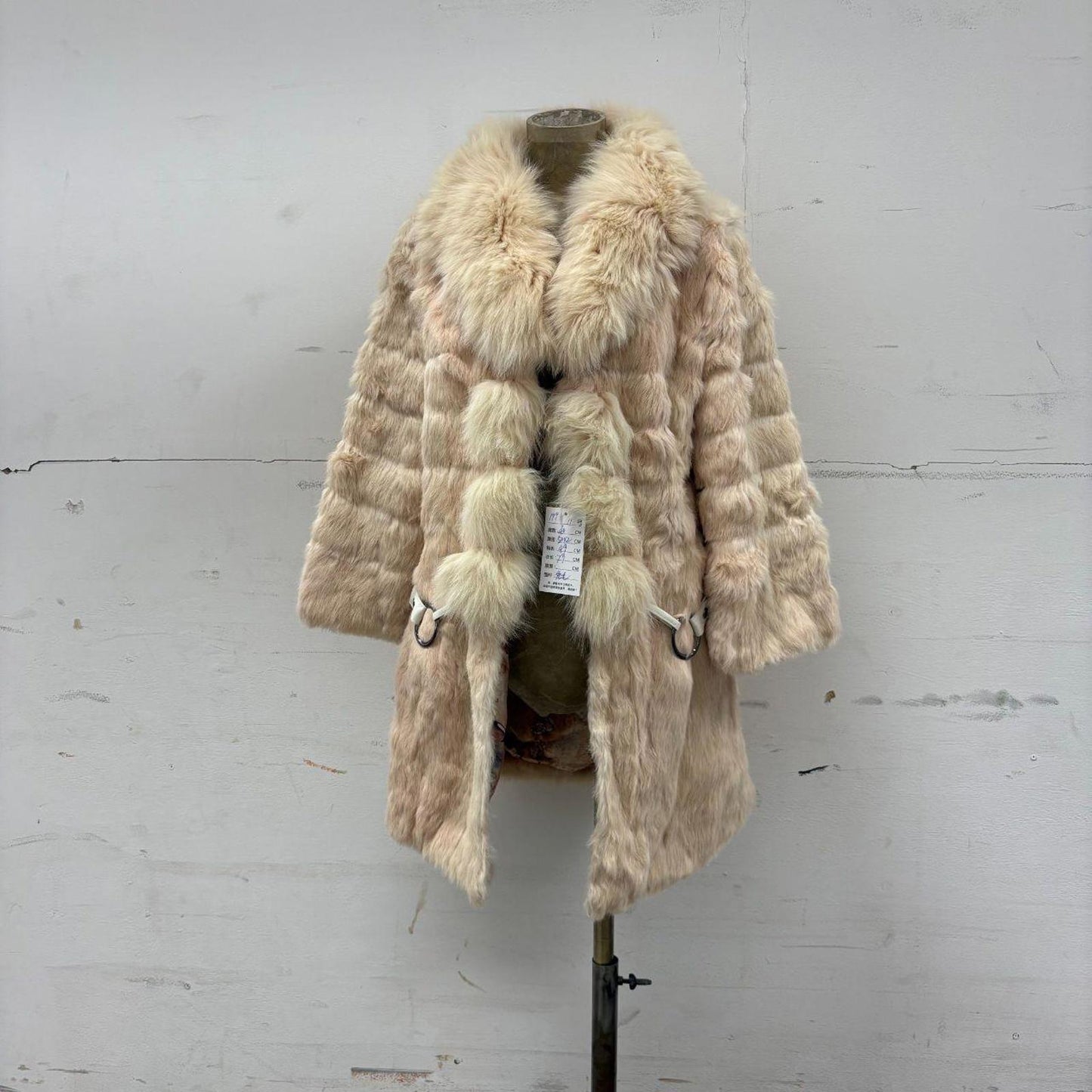 Vintage Y2K Pink Tiered Rabbit & Fox Fur "Snow Queen" Coat