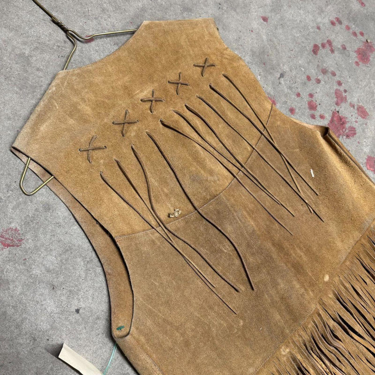 Vintage 60s 70s Suede Buckskin Western Film Costume Vest