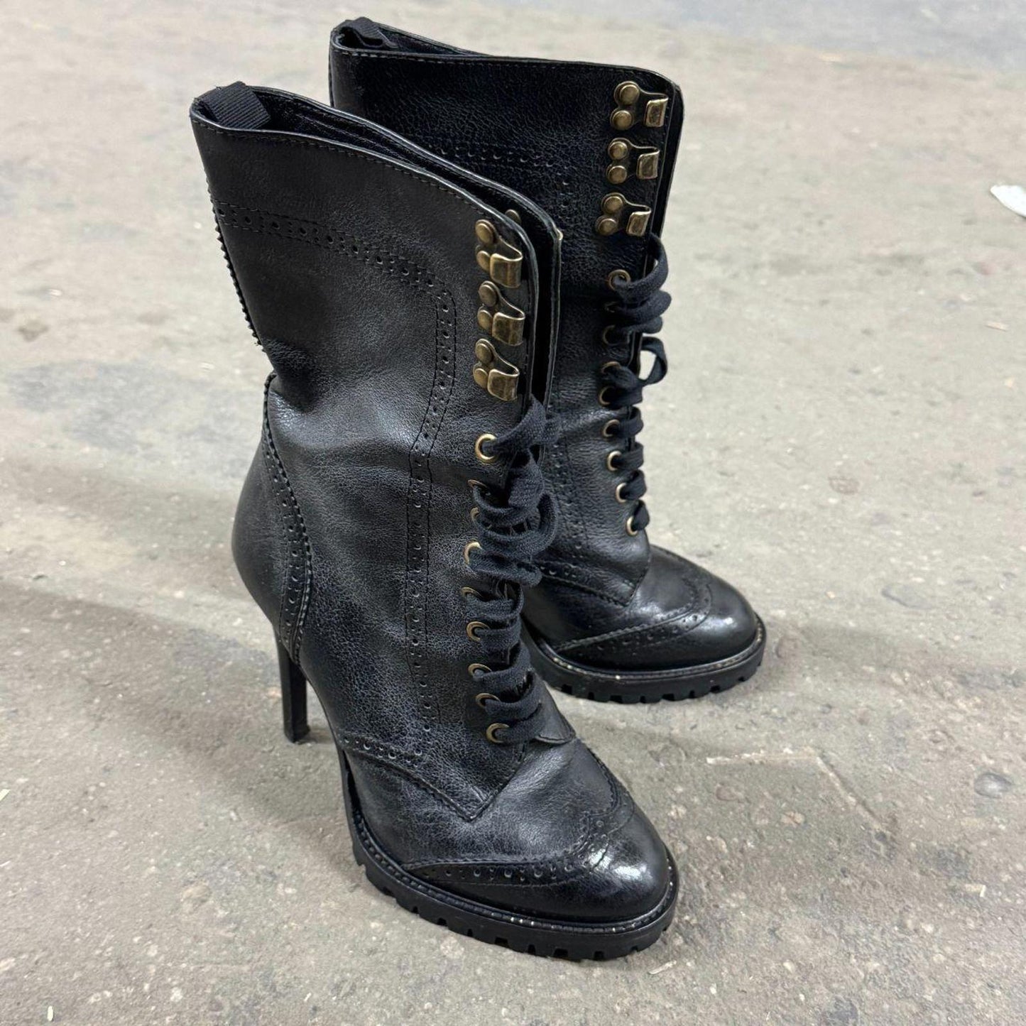 Vintage D&G Dolce & Gabbana Y2K Combat Stiletto Boots 6.5