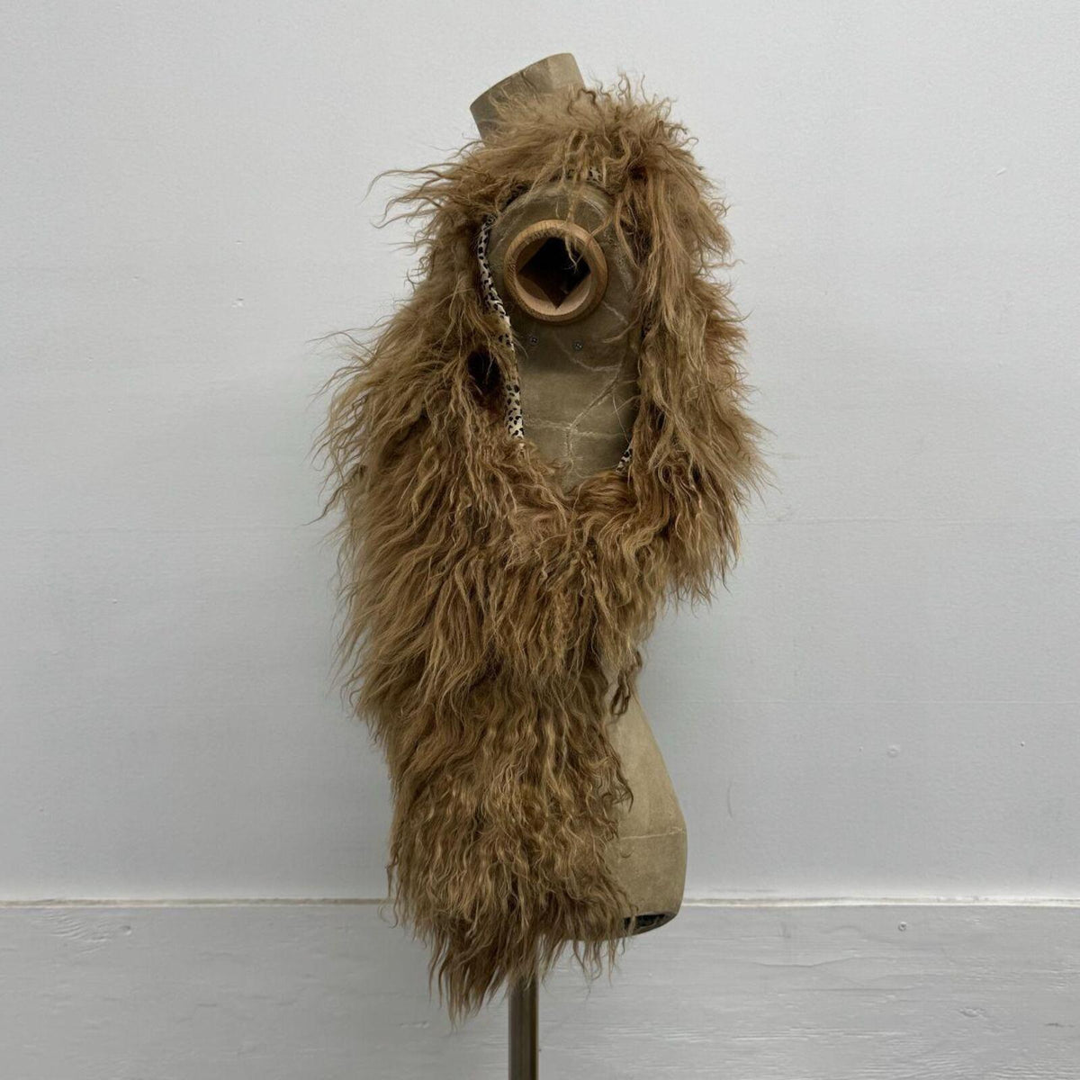 Vintage Tan Brown Mongolian Lamb Cropped Vest