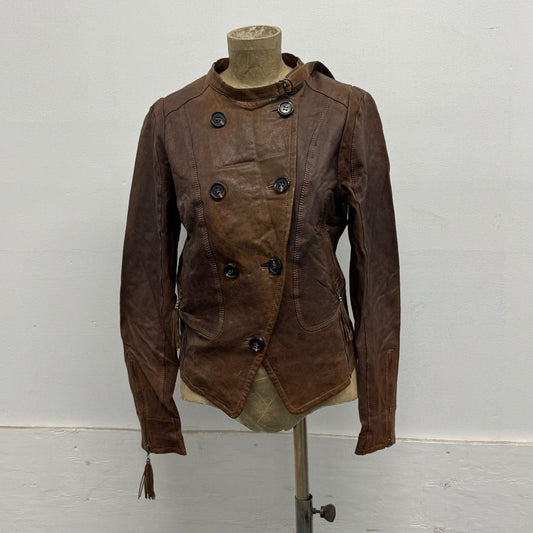 Vintage BASIC HOUSE Brown Lambskin Multi-Way Leather Jacket