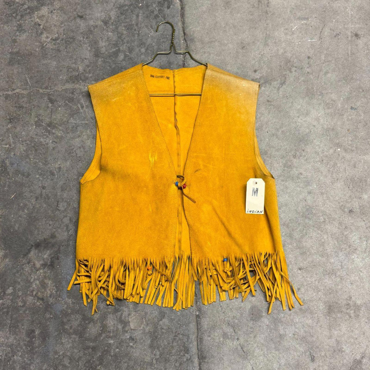 Vintage 60s 70s Fringed Suede Western Vest Gold Film Costume