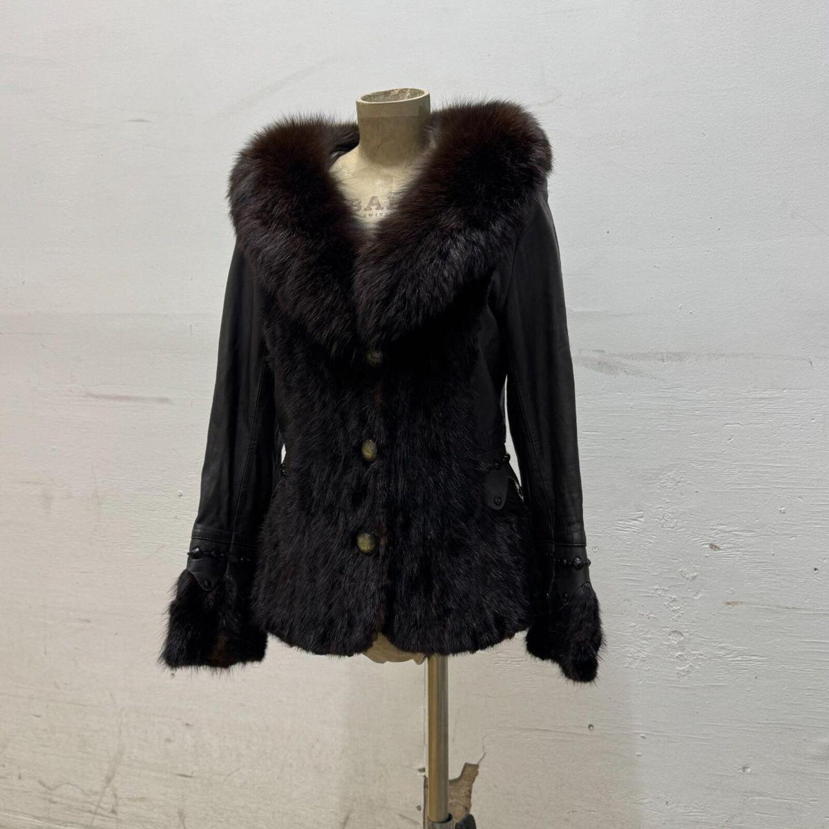 Y2K Vintage Mink Fox Luxury Fur & Leather Jacket Coat