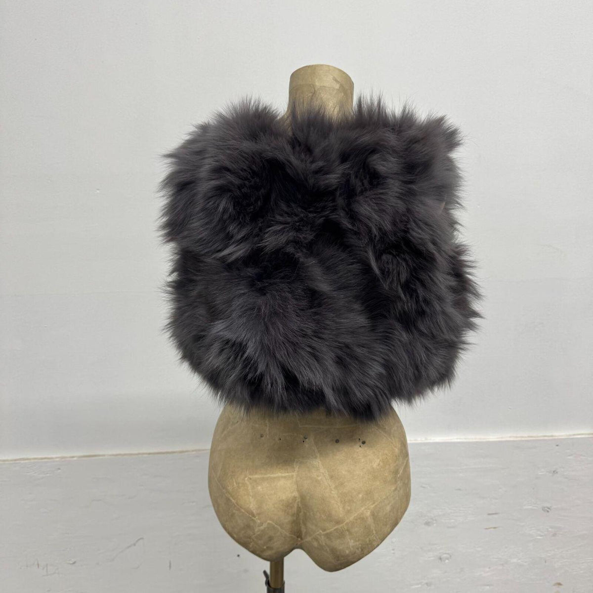Y2K Vintage Light Slate Gray Genuine Fox Fur Vest