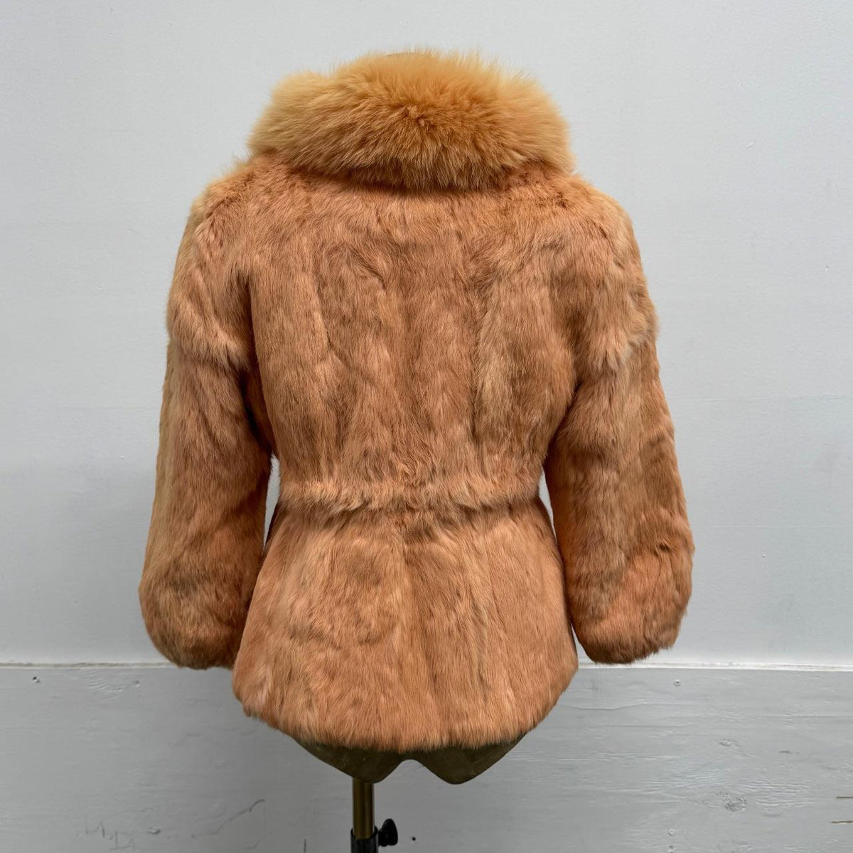 Vintage Y2K Orange Tan Rabbit & Fox Fur Jacket Coat