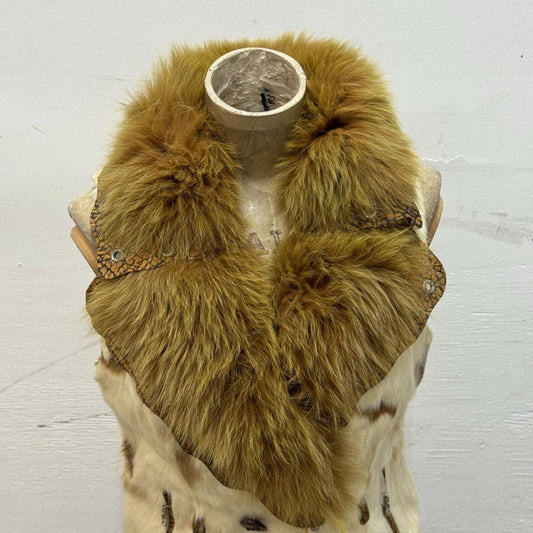 Y2K Vintage Genuine Fur Industrial Vest Cream Brown
