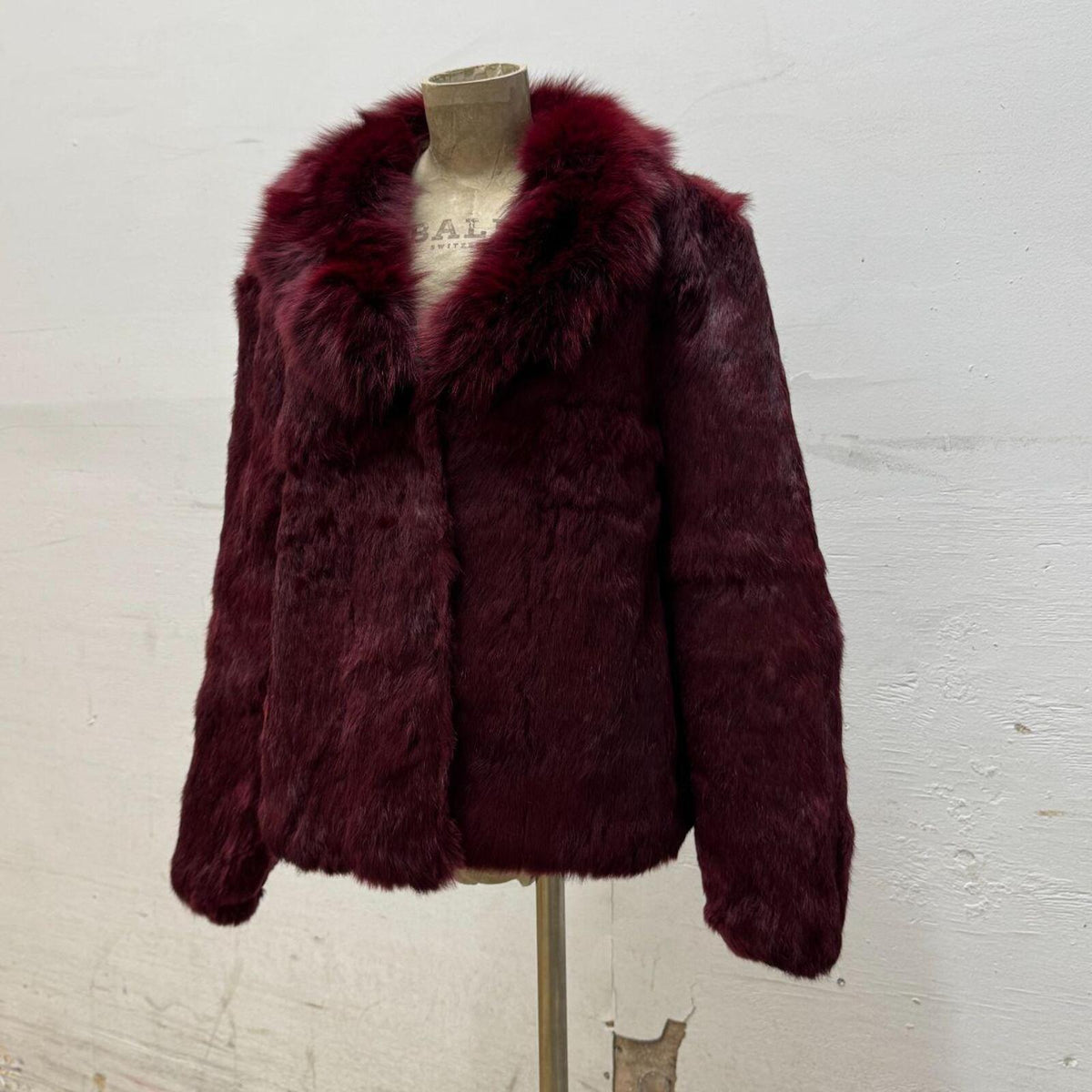 Vintage Ruby Red Rabbit Fox Fur Statement Jacket Coat
