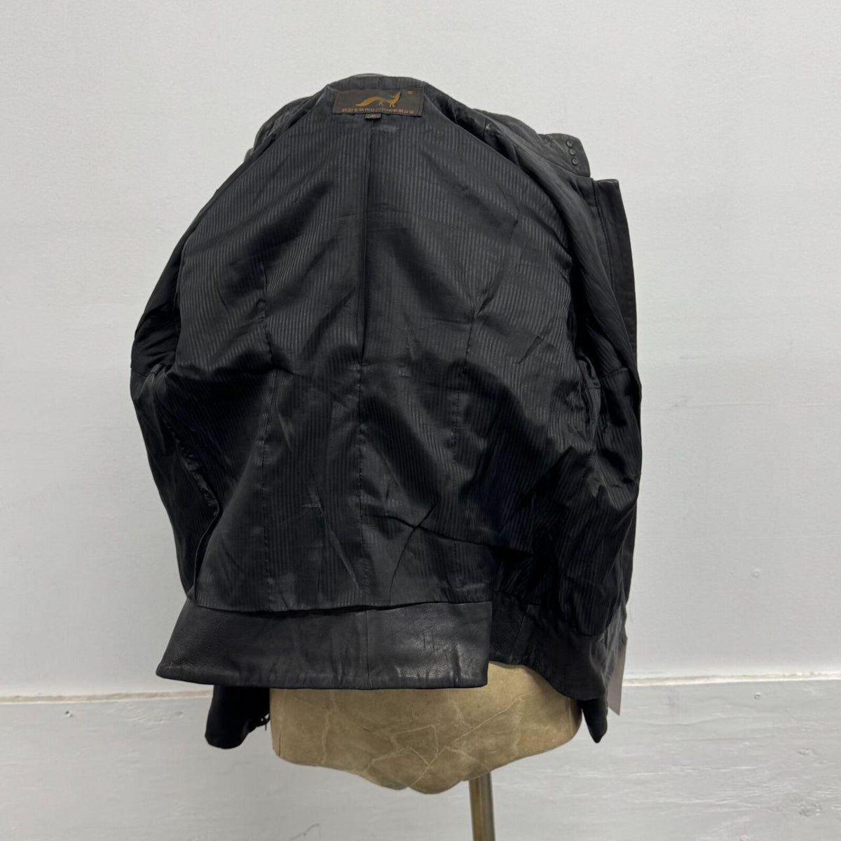 Vintage Black Grommet Detail Military Steampunk Leather Jacket