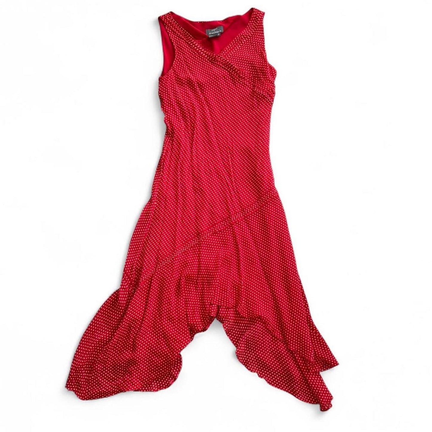 Red Polka Dot Sleeveless Midi Dress