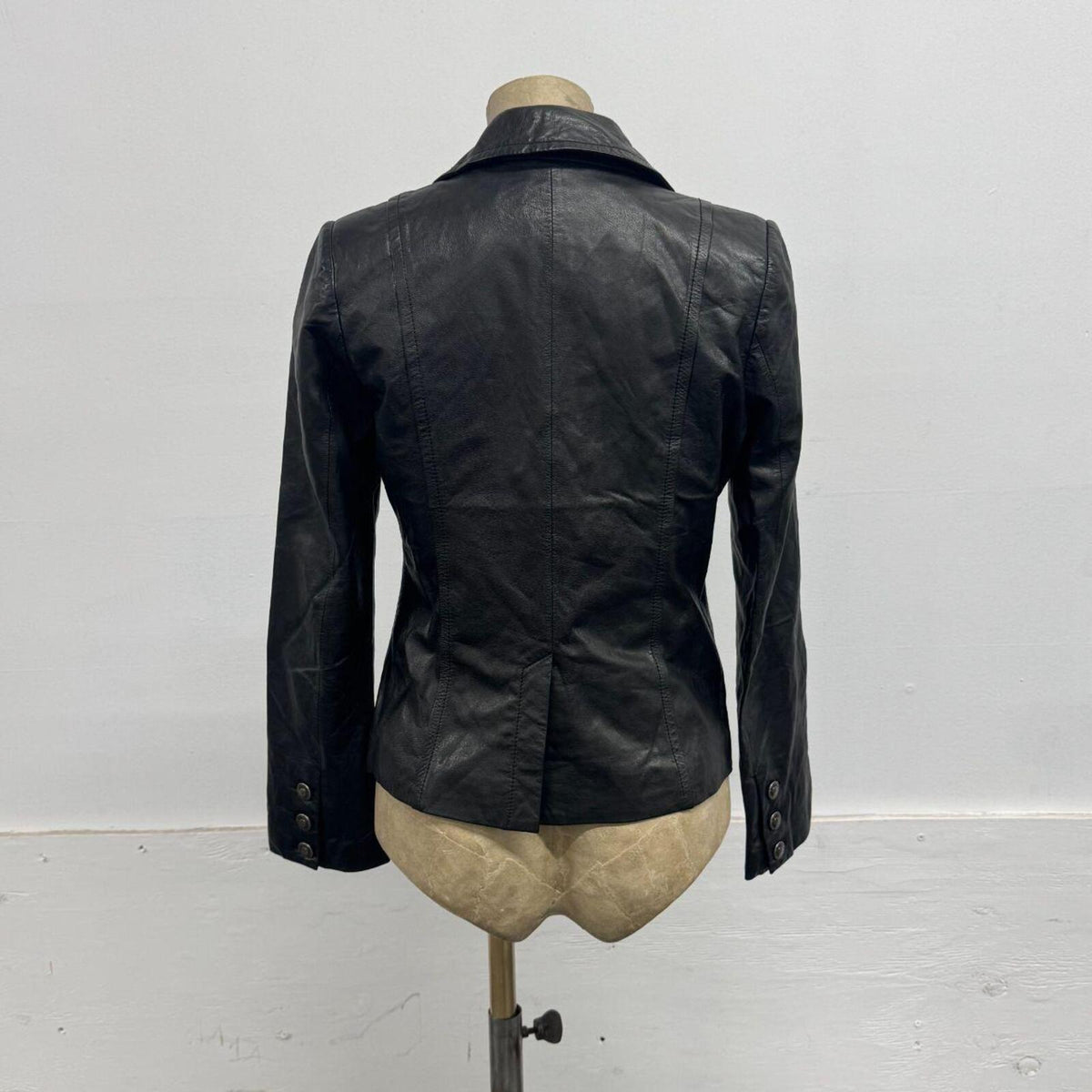 Vintage Black Plunge Y2K Blazer Leather Jacket Jorya