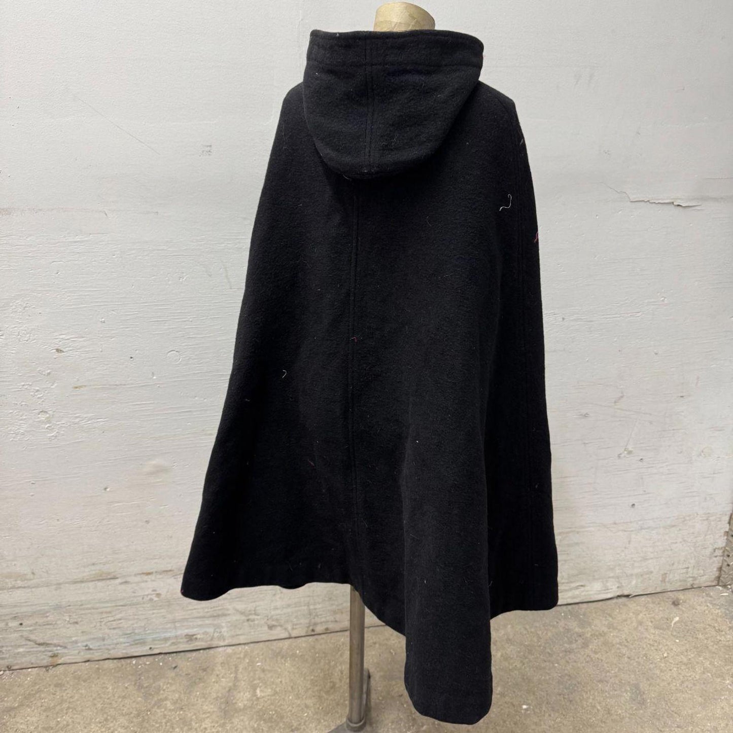 Vtg 60s Saks Fifth Ave Wool Cape Made in England Double Breasted Soutache Trim
