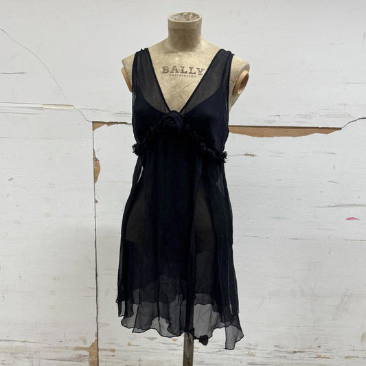 90s Vintage Chantal Thomass 100% Silk Ruffle Slip Dress