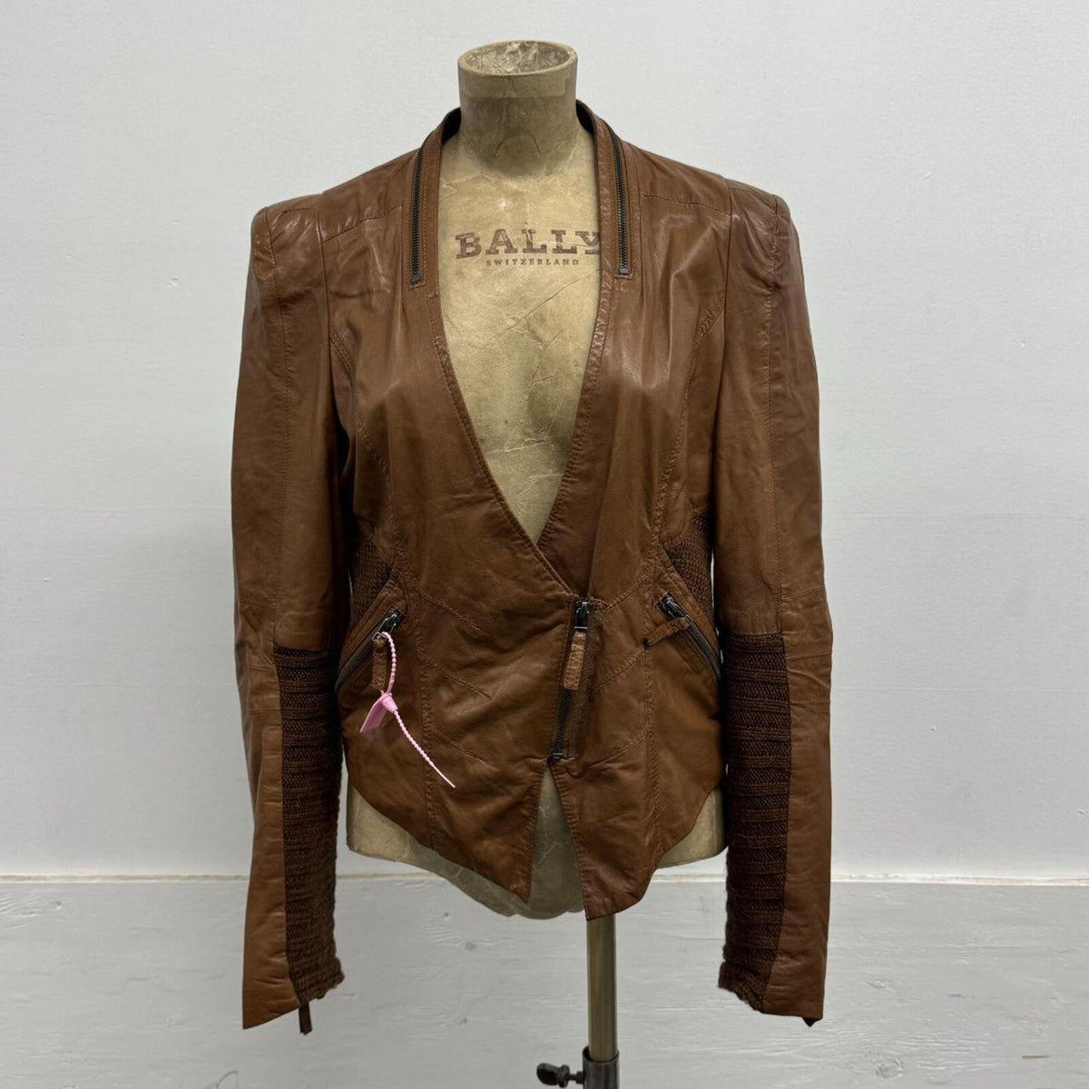 Vintage Brown Moto Asymmetric Avant Garde Leather Jacket