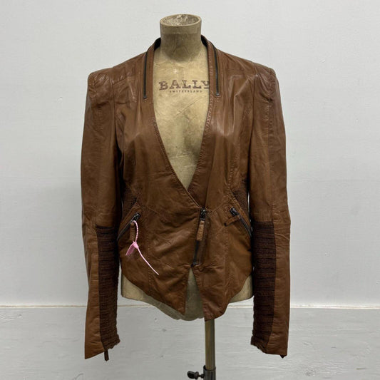 Vintage Brown Moto Asymmetric Avant Garde Leather Jacket