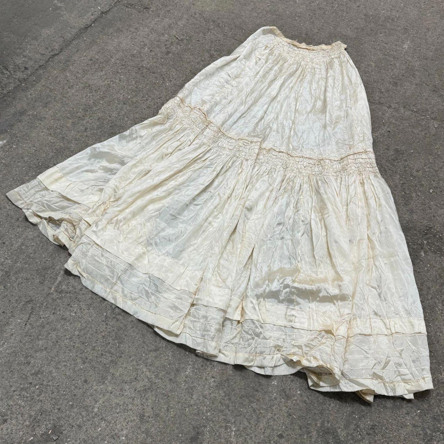 Antique Edwardian Silk Petticoat Slip Skirt XXS