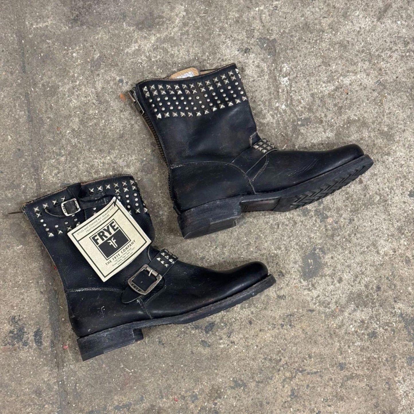 Deadstock Frye Veronica Studded Leather Moto Boots - NWT 8