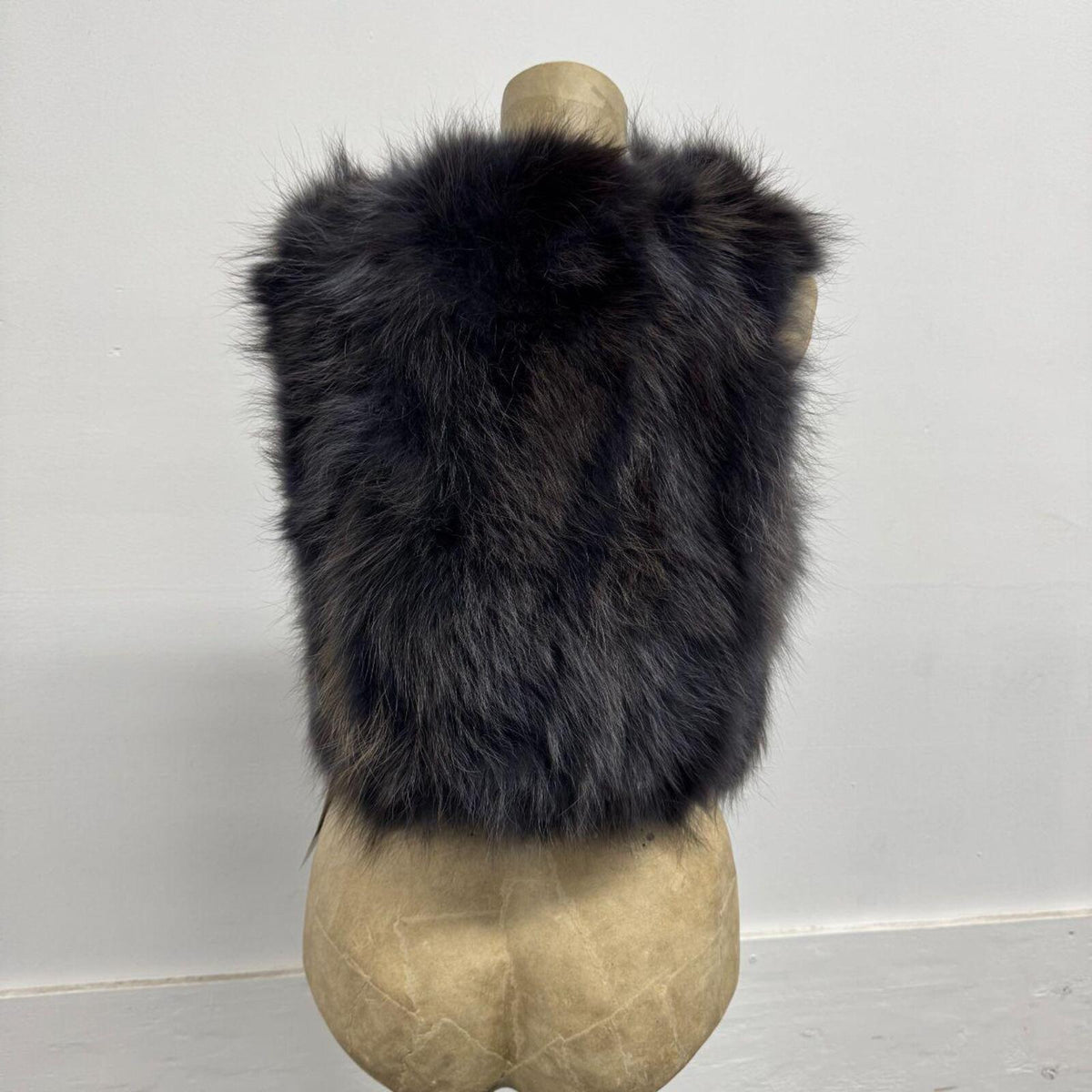 Y2K Vintage Blue-Grey Ombre Genuine Fox Fur Vest