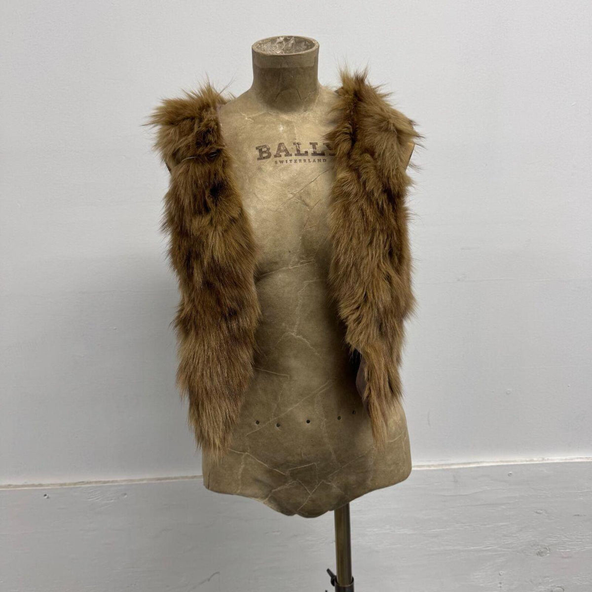 Y2K Vintage Tan Brown Genuine Fox Fur Cropped Vest