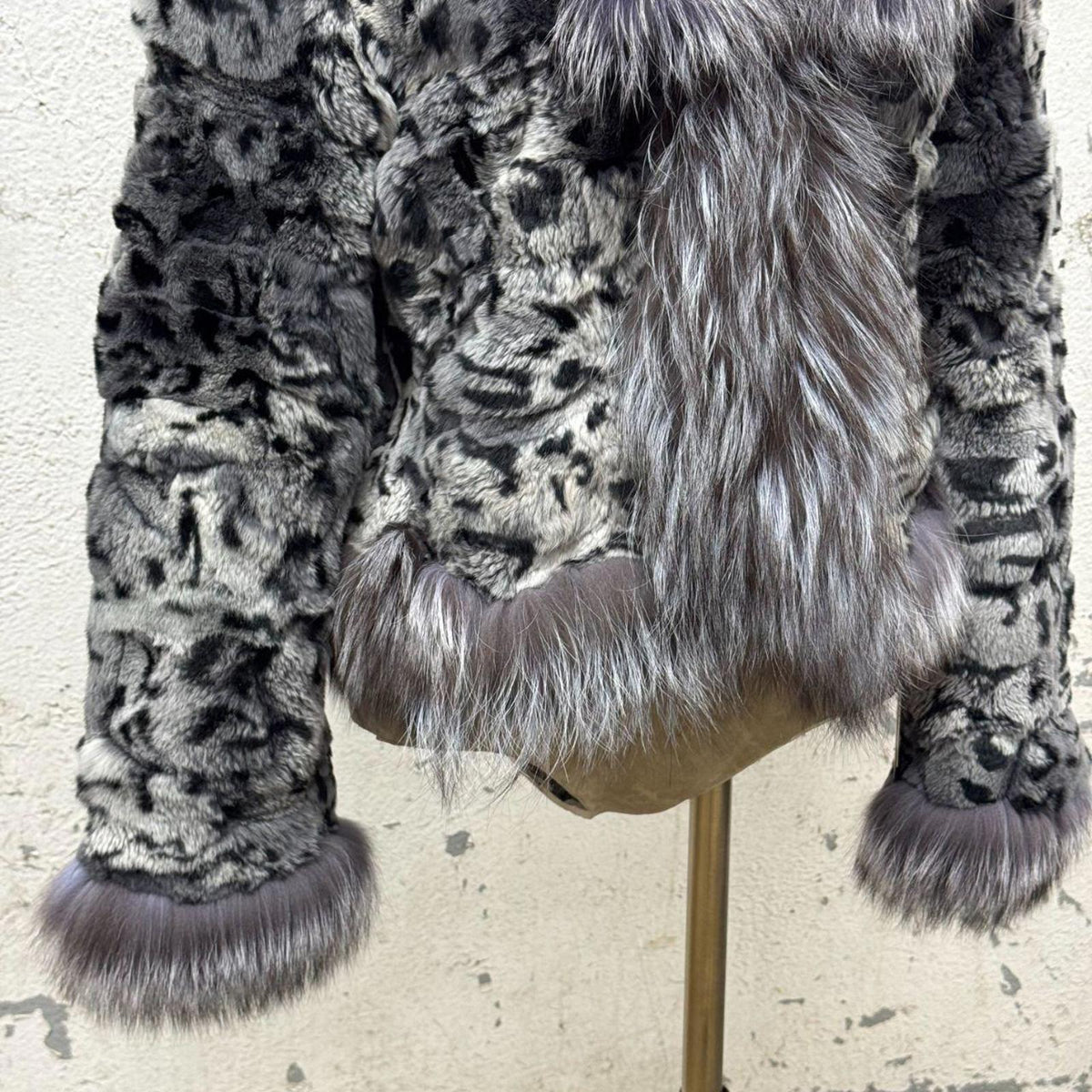 Vintage Y2K Rabbit & Silver Fox Fur Jacket Coat