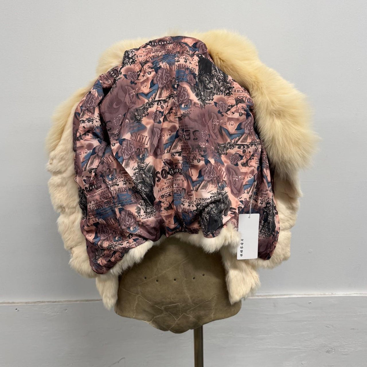 Vintage Y2K Cream Rabbit & Fox Fur Jacket Coat