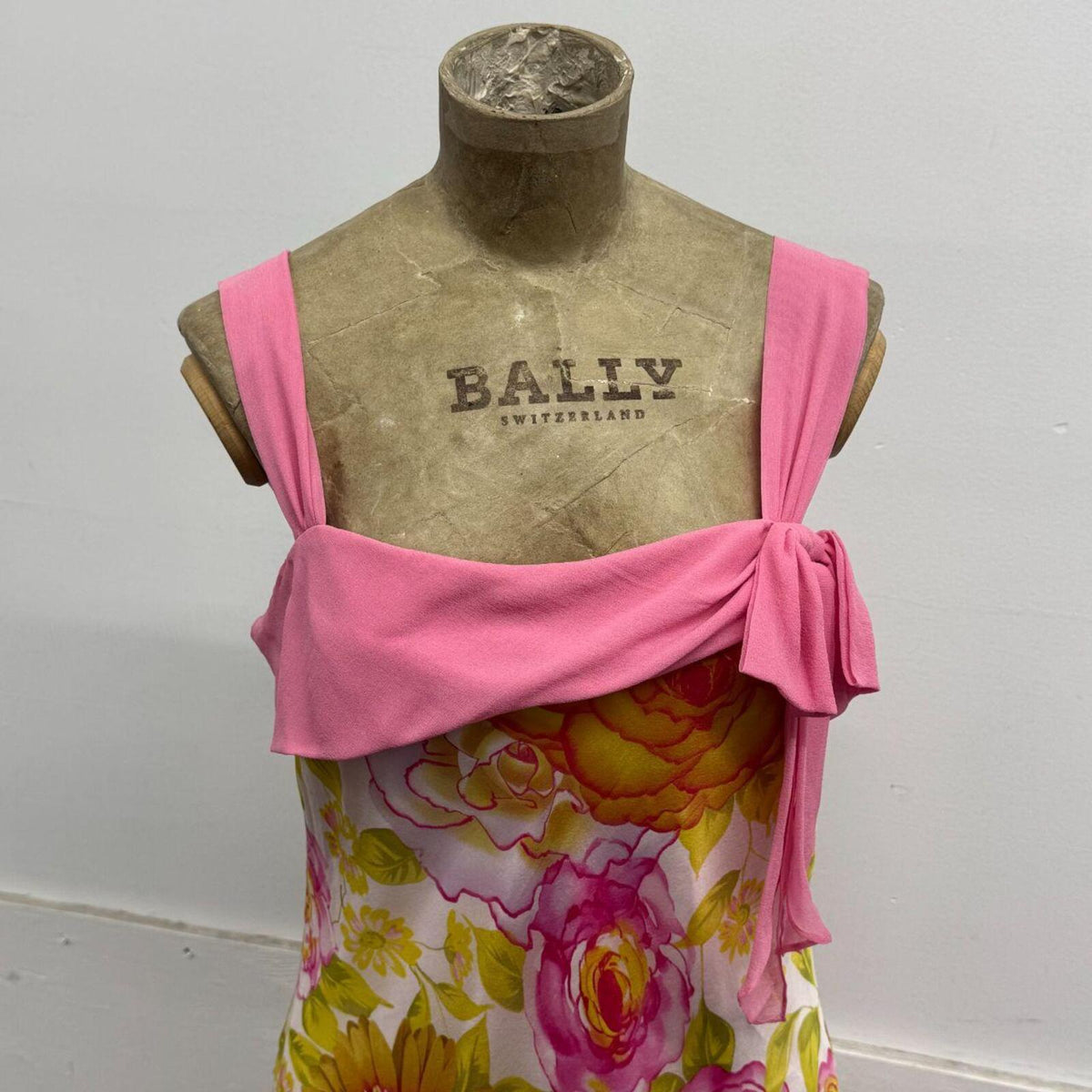Vintage Y2K Gemini Floral Silk Asymmetrical Fairy Dress Pink Beaded