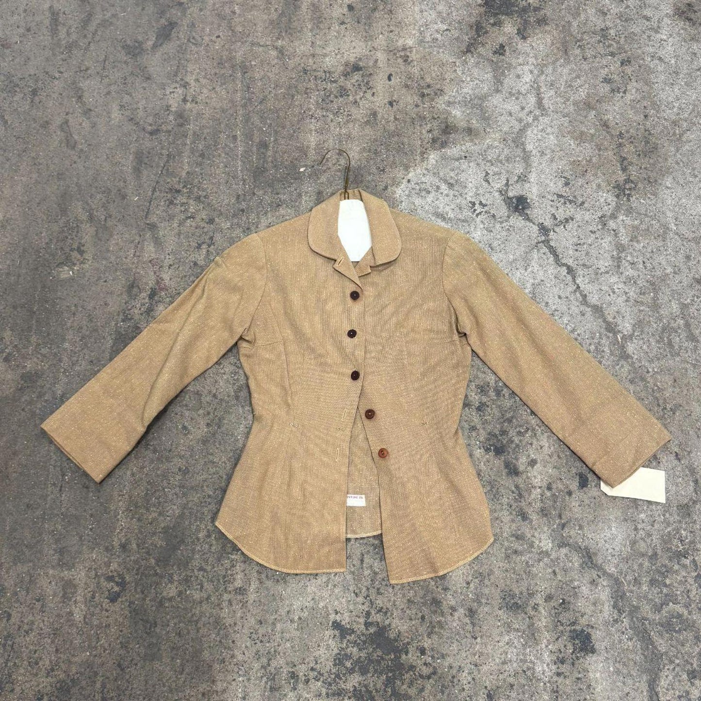Vintage Tan Textured Victorian Western Jacket 50s does 1800s Disney Film Costume