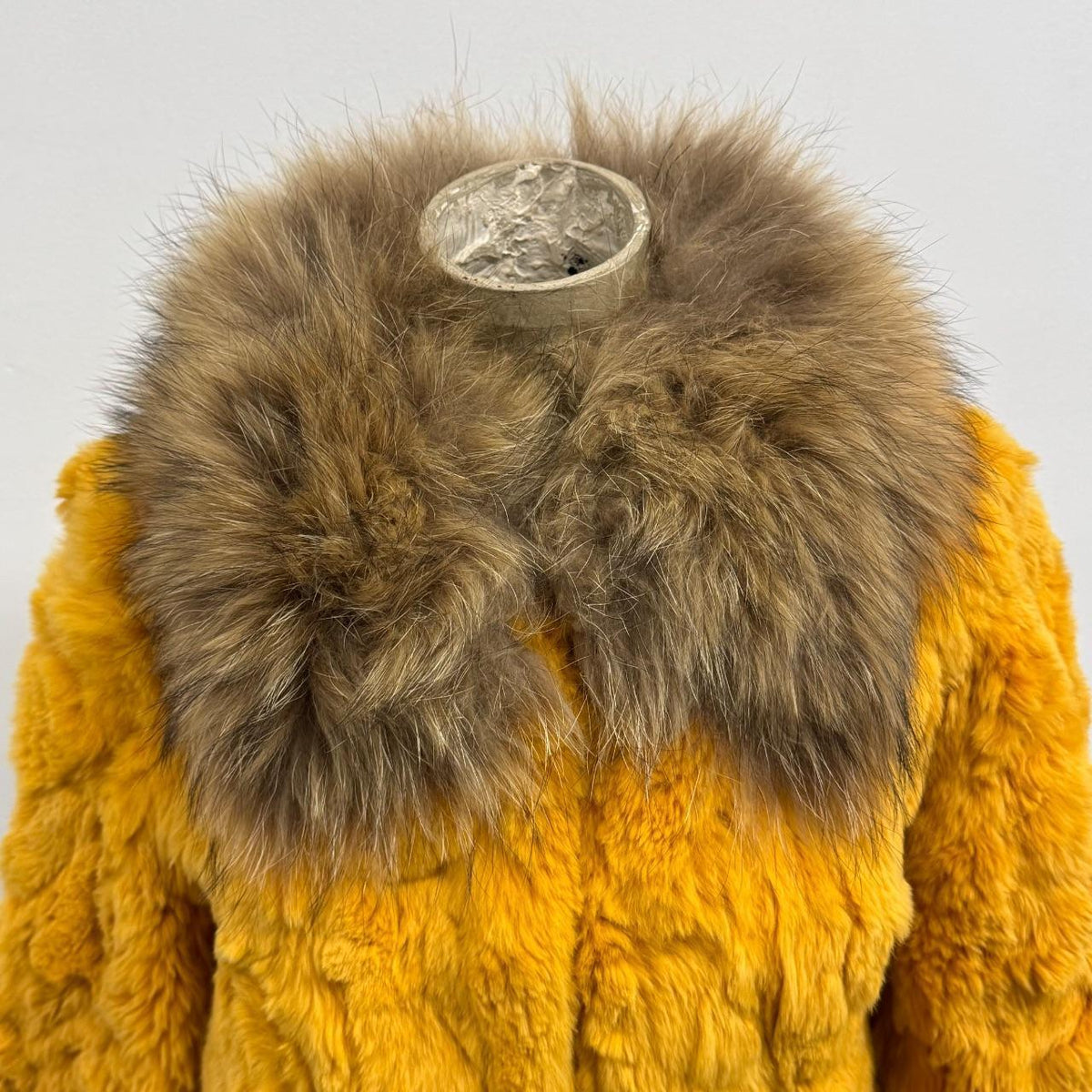 Vintage Y2K Gold Rabbit & Raccoon Fur Jacket Coat