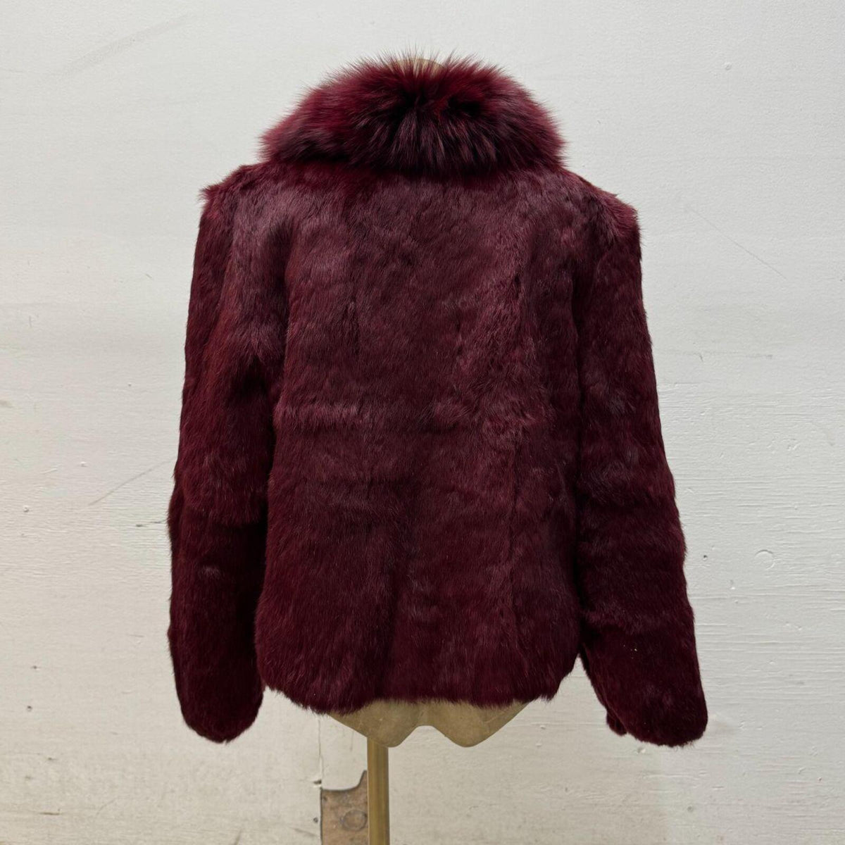 Vintage Ruby Red Rabbit Fox Fur Statement Jacket Coat