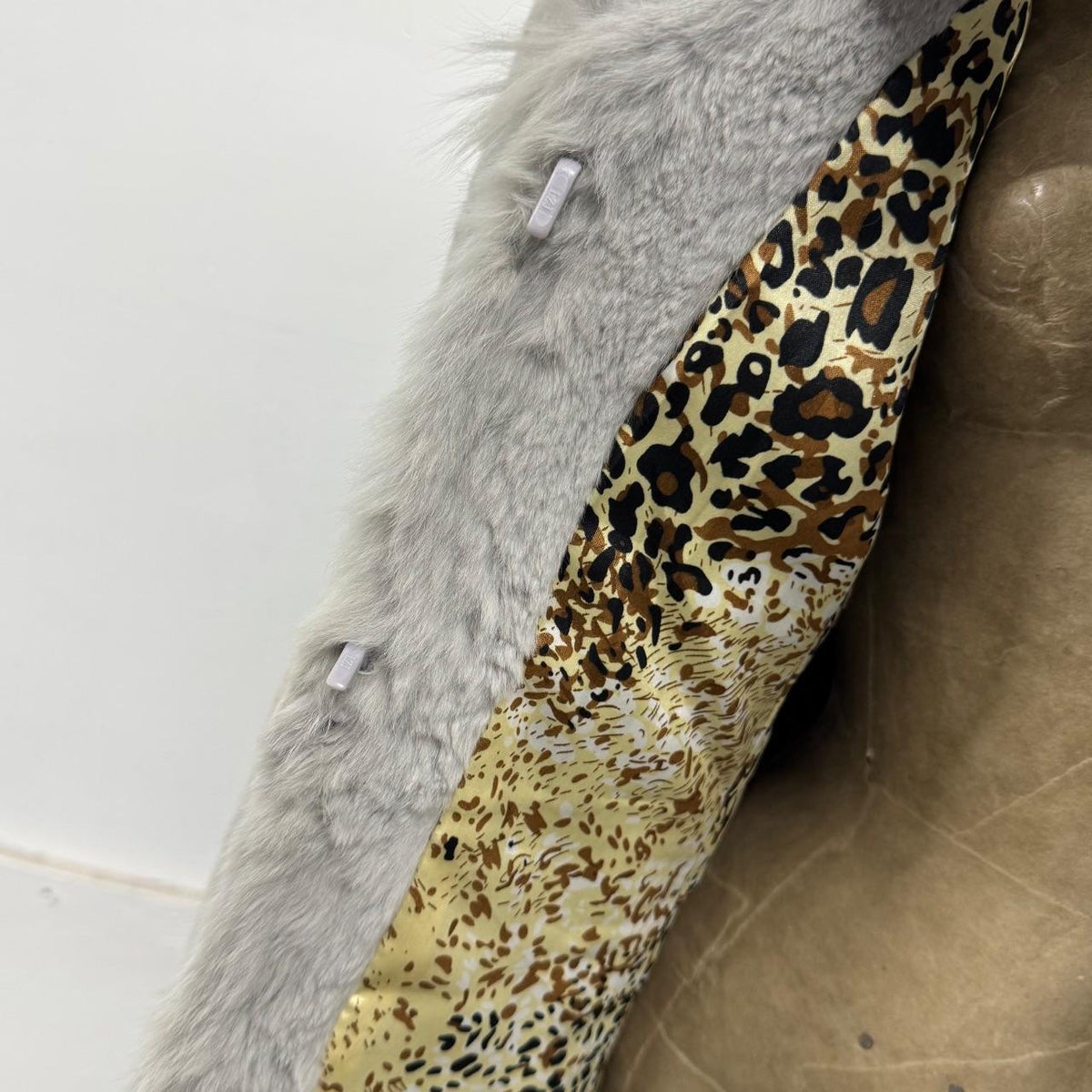 Vintage Y2K Grey Rabbit & Fox Fur Jacket Coat