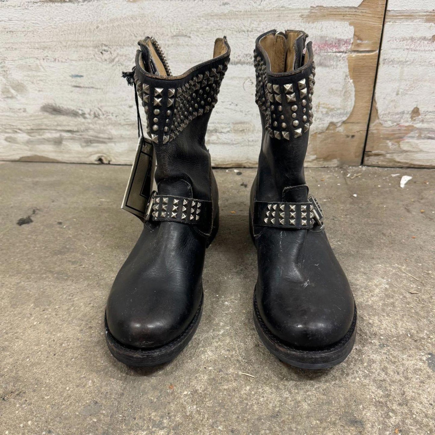 Deadstock Frye Veronica Studded Leather Moto Boots - NWT 8