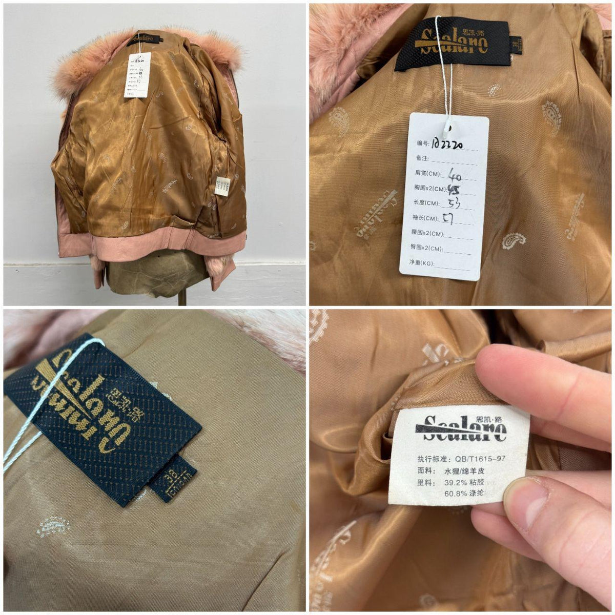 Vintage Y2K Pink Rabbit Fur & Fox Fur Bomber Jacket Coat